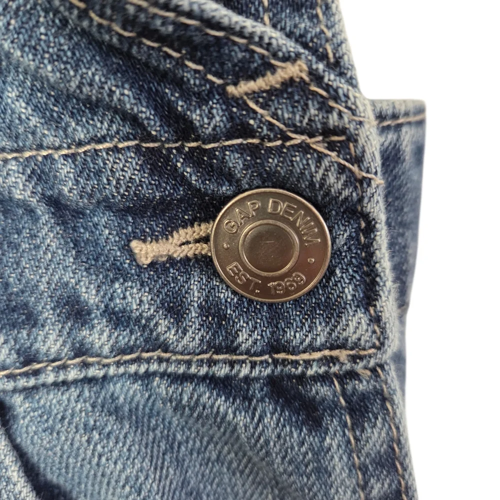 Women's GAP 1969 Blue Denim V-Neck Bib Overalls. Size 28R. Full length. - Picture 4 of 16